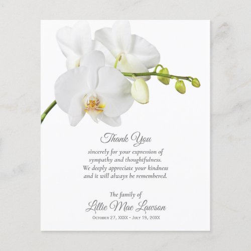 Budget Orchid Funeral Memorial Thank You Flyer