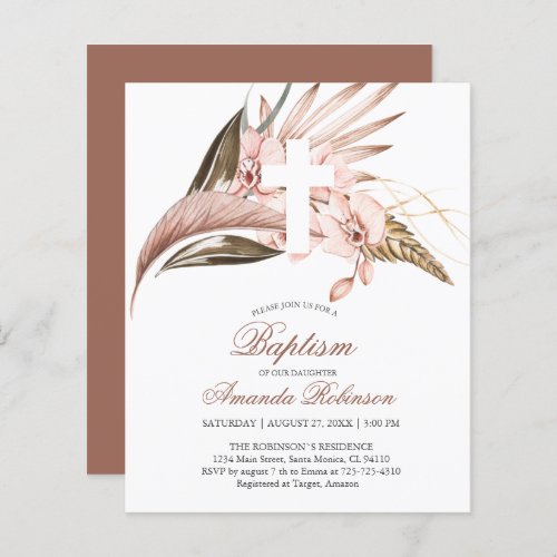 Budget Orchid Pampas Grass Terracotta Invitation 