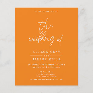 Budget Organge Wedding Invitation Flyer