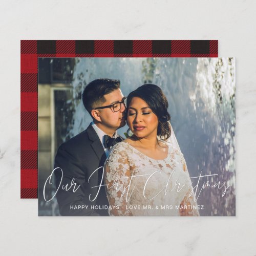 Budget Our First Christmas Photo  Red Plaid