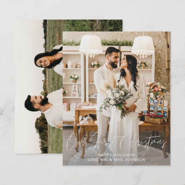 Budget Our First Christmas Vertical & H Two Photo  (Front/Back)