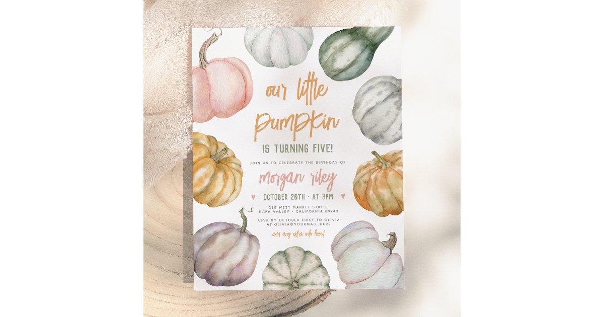 Budget Our Little Pumpkin Cute Boho Birthday Party | Zazzle