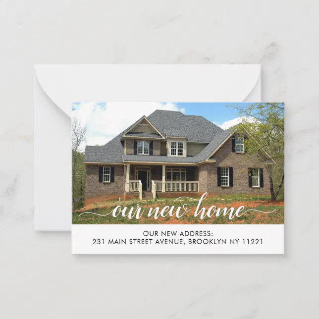 Budget Our New Home Change of Address Photo Moving Note Card | Zazzle