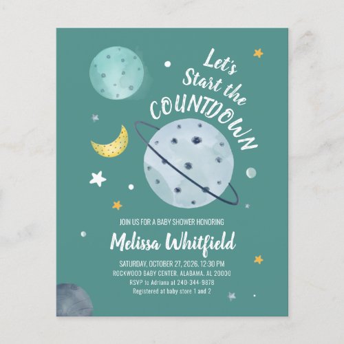 Budget Outer Space Script Baby Shower Invitation