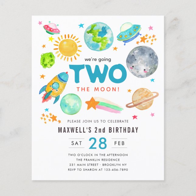 Budget Outer Space TWO the Moon 2nd Birthday Party (Front)