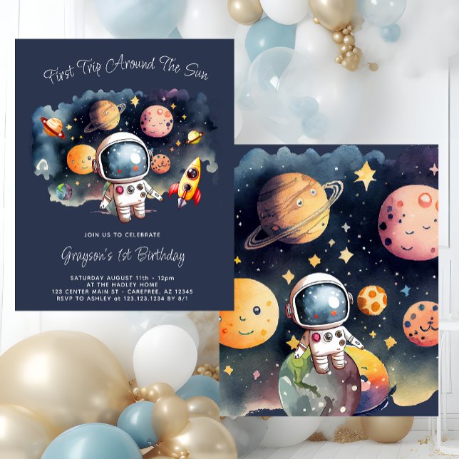 Budget Outerspace Planets 1st Birthday Invitation (Creator Uploaded)