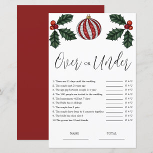 Budget Over or Under Christmas Bridal Game