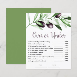 Budget Over or Under Olive Bridal Shower Game