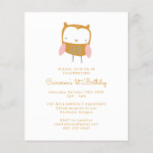 Budget Owl Flowers Simple 1st Birthday Invitation (Front)