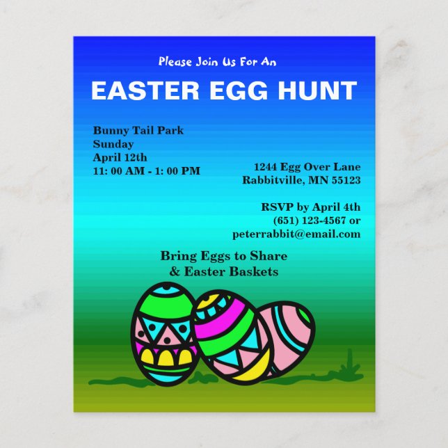 Budget Painted Eggs Easter Egg Hunt Invite Paper (Front)