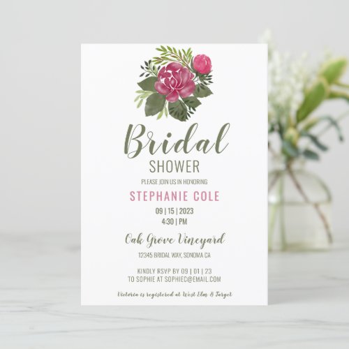 Budget Painted Floral Bridal Shower Invitation