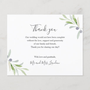 BUDGET Painted Olive and leaves Wedding thank you