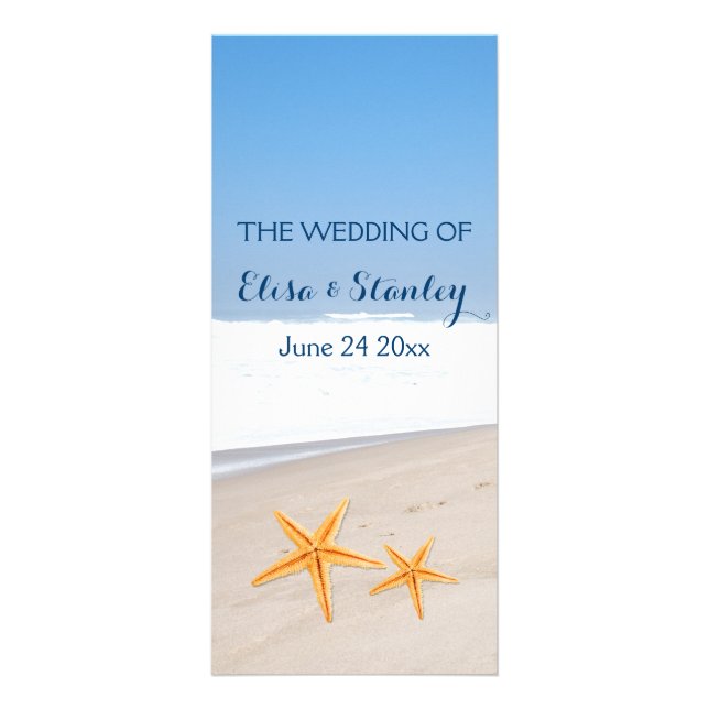 BUDGET Pair of starfish beach wedding program (Front)
