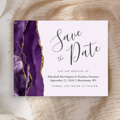 Budget Pale Purple Agate Wedding Save the Date