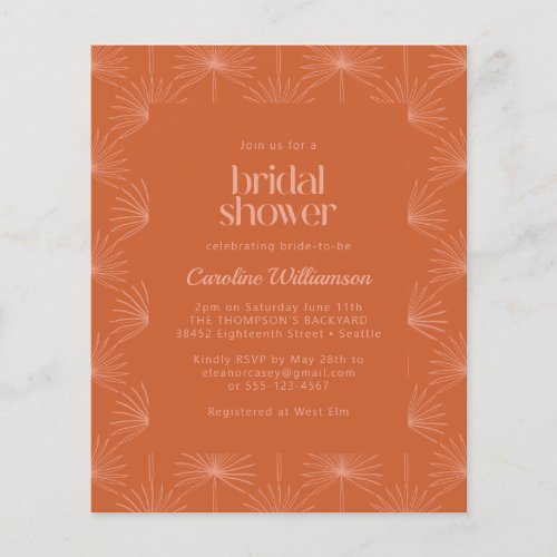 Budget Palm Botanical Burnt Orange Bridal Shower