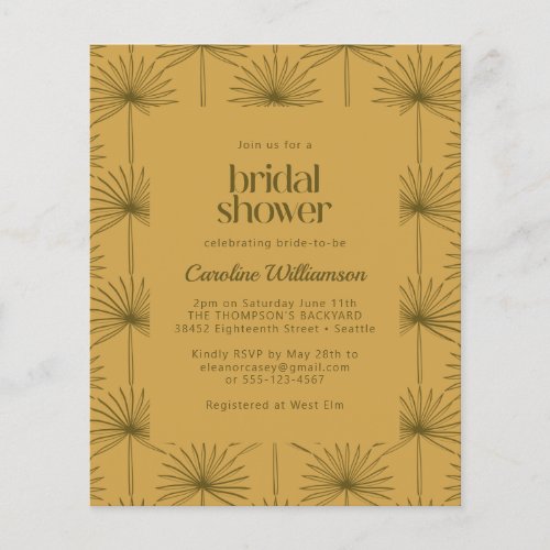 Budget Palm Leaf Botanical Mustard Bridal Shower