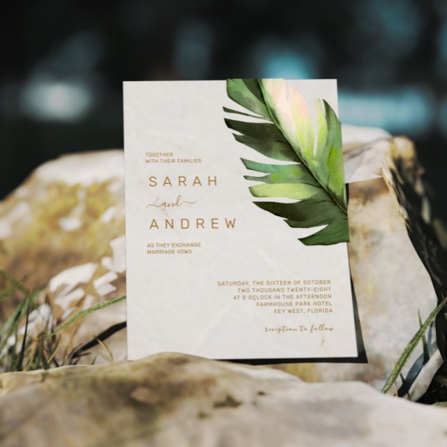 Budget Palm Leaf Tropical Wedding Invitation (Creator Uploaded)