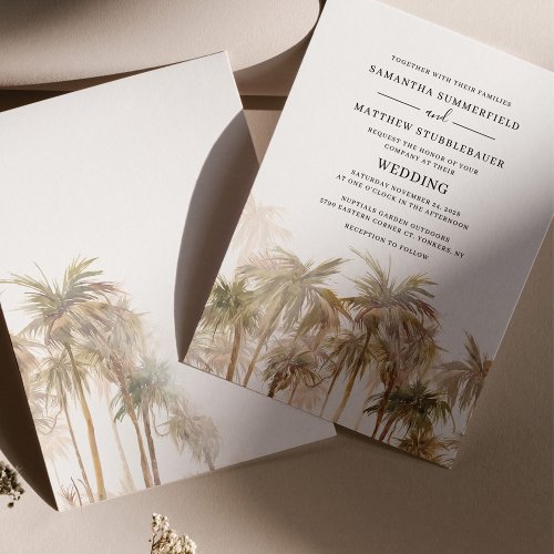 Budget Palm Trees Coastal Wedding Invitation