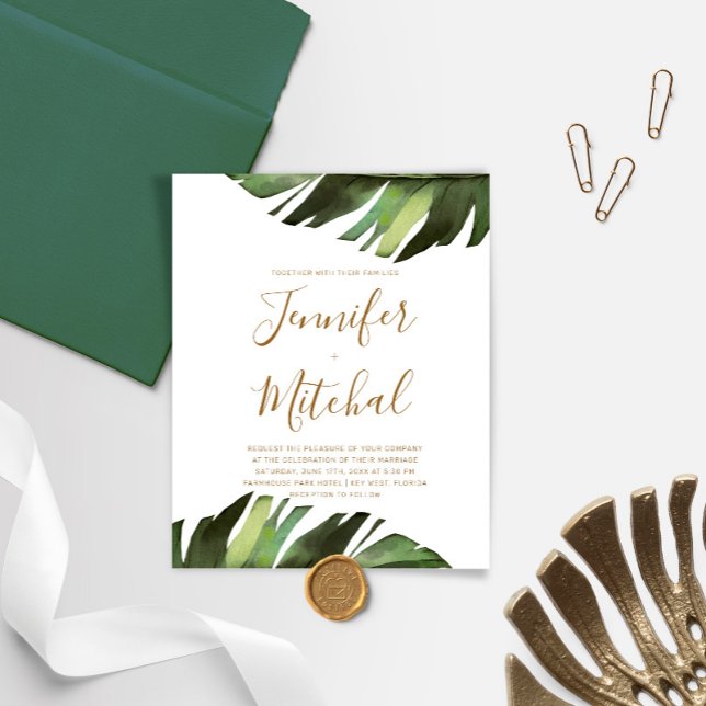 BUDGET Palm Tropical Floral Wedding Invitation (Creator Uploaded)