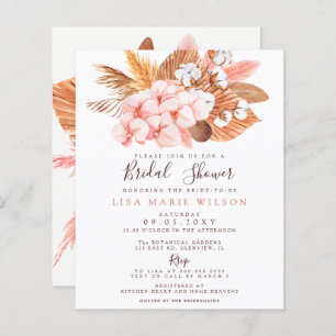 Budget Pampas Blush Bridal Shower Invitation