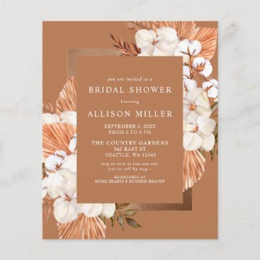 Budget Pampas Cotton Bridal Shower Invitation