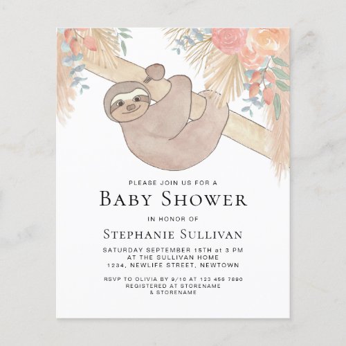 Budget Pampas Grass Baby Shower Invitation