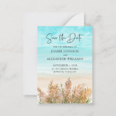 Budget Pampas Grass Beach Wedding Save the Date Note Card (Front)