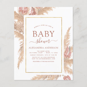 Budget Pampas Grass Bohemian Boho Baby Shower Flye Flyer