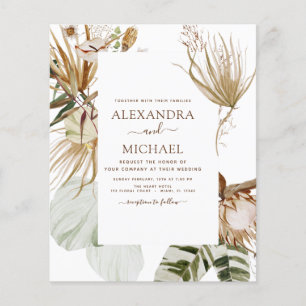 Budget Pampas Grass Bohemian Boho Tropical Wedding Flyer