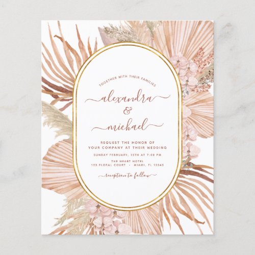 Budget Pampas Grass Bohemian Boho Tropical Wedding Flyer