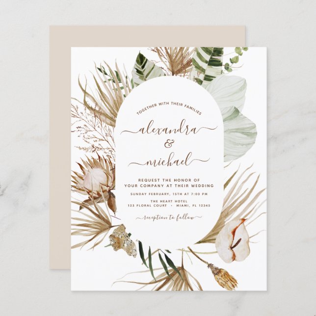 Budget Pampas Grass Bohemian Eucalyptus Wedding  (Front/Back)