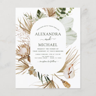 Budget Pampas Grass Bohemian Eucalyptus Wedding Flyer