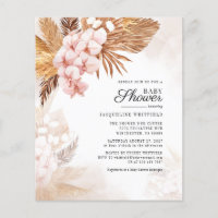 Budget Pampas Grass Boho Baby Shower Invitation