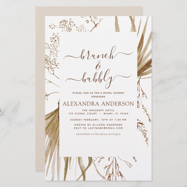 Budget Pampas Grass Boho Brunch & Bubbly (Front/Back)