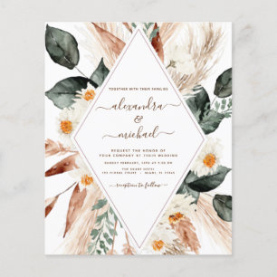 Budget Pampas Grass Boho Photo Wedding Flyer