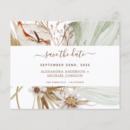 Budget Pampas Grass Boho Save the Date Flyer