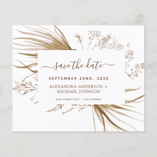 Budget Pampas Grass Boho Save the Date Flyer