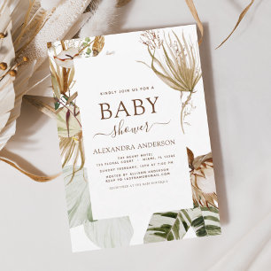 Budget Pampas Grass Boho Tropical Baby Shower Flye Flyer
