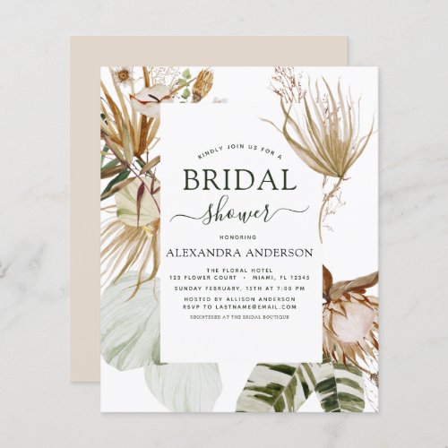 Budget Pampas Grass Boho Tropical Bridal Shower