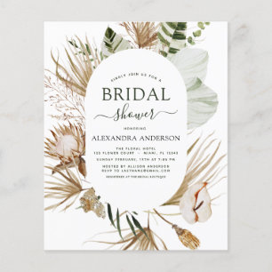 Budget Pampas Grass Boho Tropical Bridal Shower Flyer