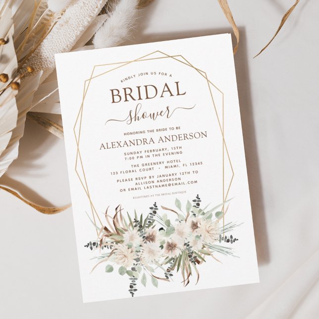 Budget Pampas Grass Bridal Shower Boho Eucalyptus  Flyer (Creator Uploaded)