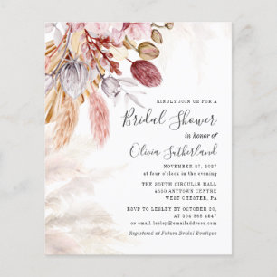 Budget Pampas Grass Bridal Shower Invitation