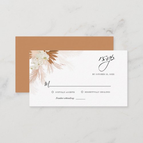 Budget Pampas Grass Floral Wedding RSVP Card