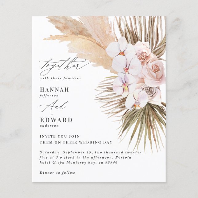 budget pampas grass foliage orchid rustic wedding (Front)