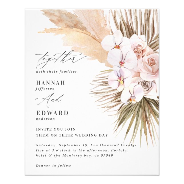 budget Pampas grass foliage orchid rustic wedding Flyer (Front)