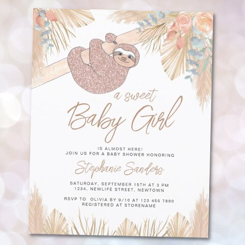 Budget Pampas Grass Girls Baby Shower Invitation