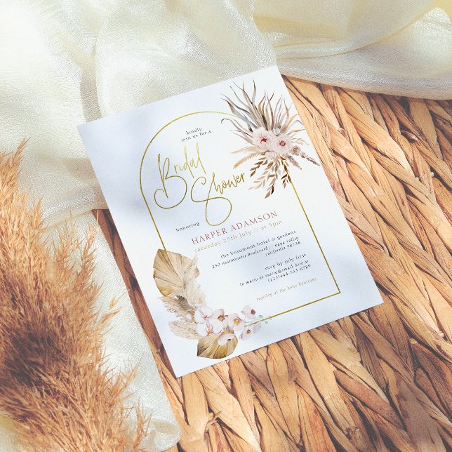 Budget Pampas Grass & Gold Arch Boho Bridal Shower (Creator Uploaded)