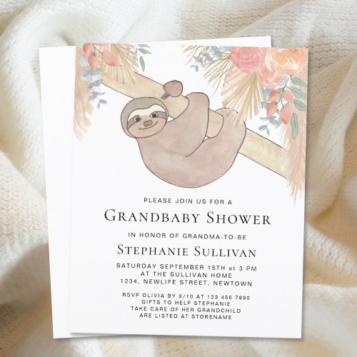 Budget Pampas Grass Grandma Baby Shower Invitation