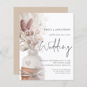 Budget Pampas Grass Overlay QR Code Wedding Invite