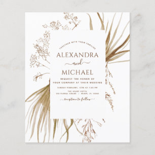 Budget Pampas Grass Photo Bohemian Boho Wedding Flyer